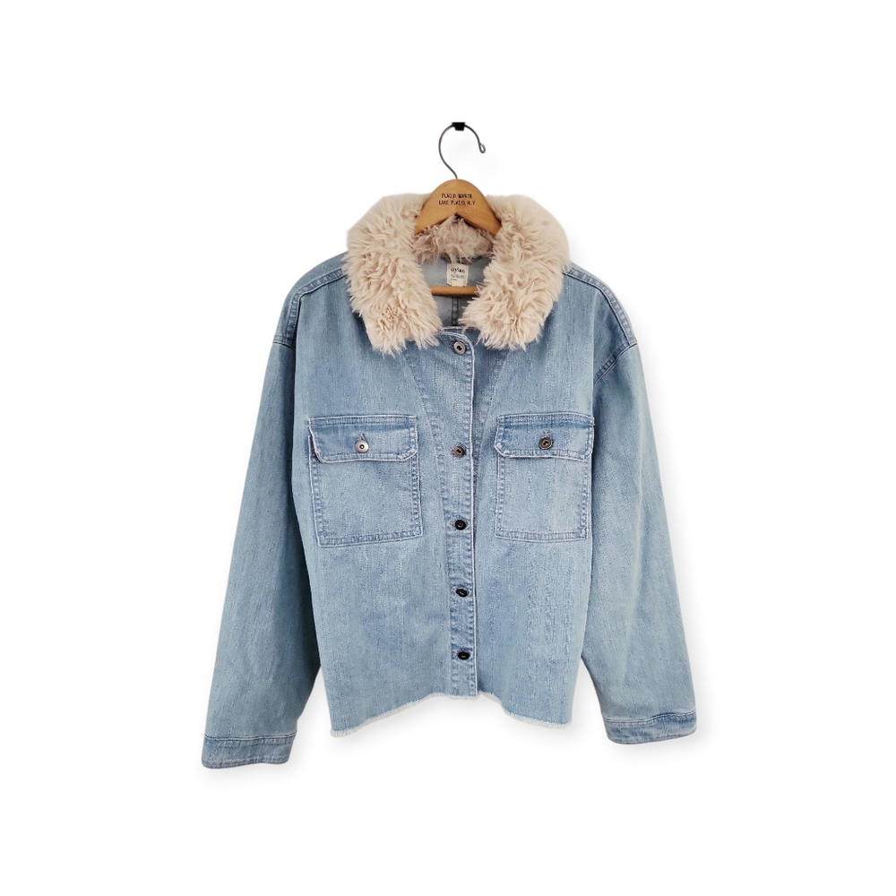 Women's Dylan Denim Trucker Sherpa Faux Fur Collar Jacket XL / NWOT
